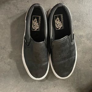Vans Extra Plush Slip Ons Black Leather Women’s 7.5